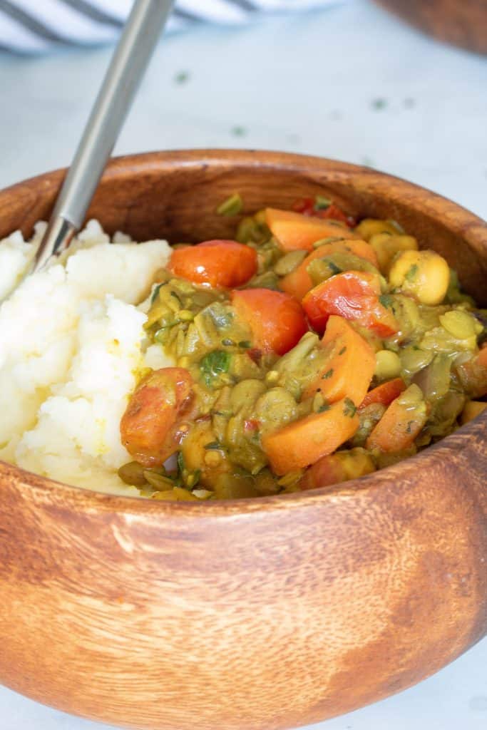 Vegan Curry Chickpea Mashed Potato Bowl