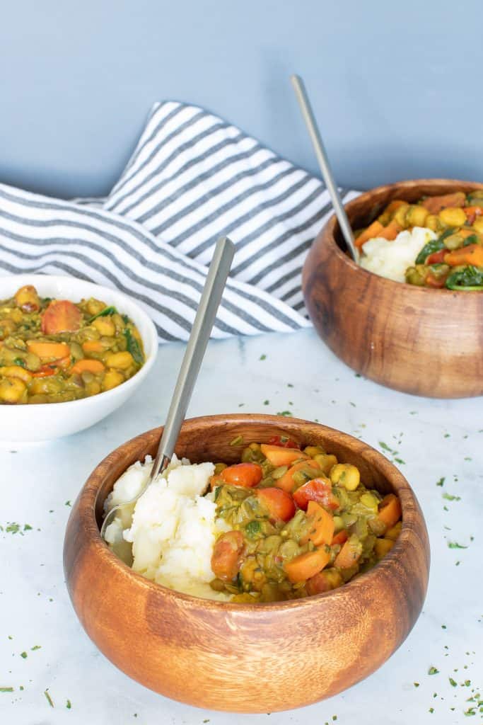 Vegan Curry Chickpea Mashed Potato Bowl