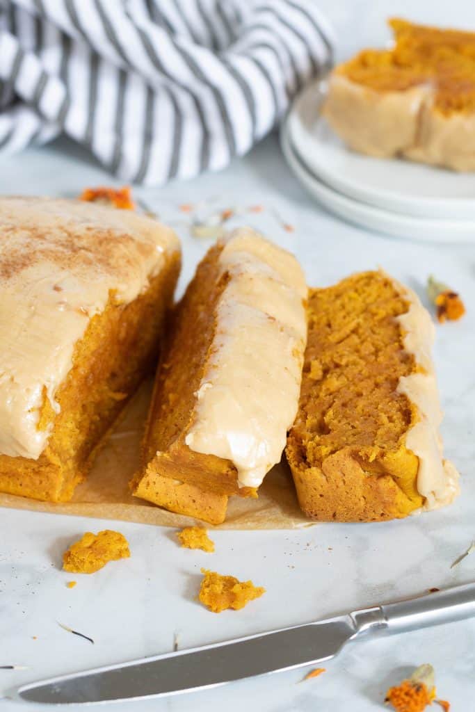 Vegan Pumpkin Bread + Maple Frosting