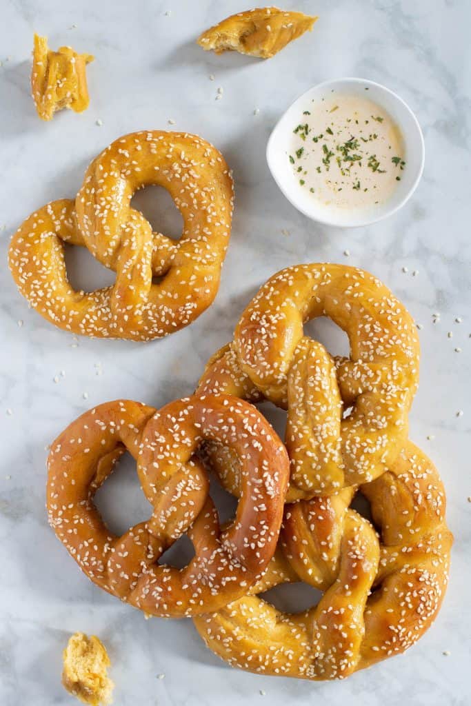 Homemade Pumpkin Sunflower Butter Soft Pretzels