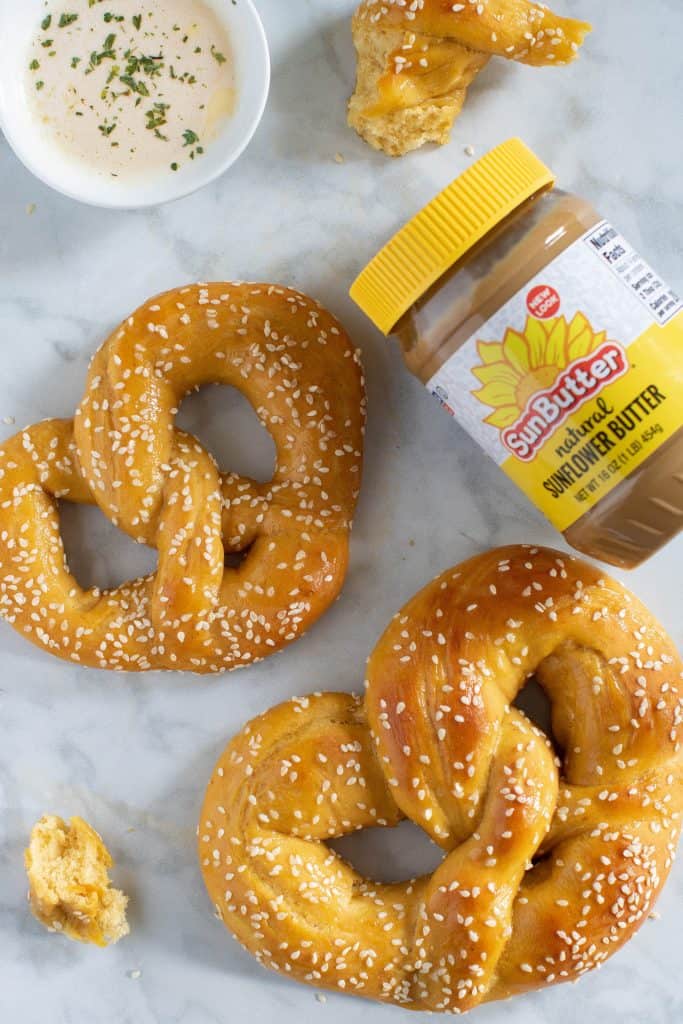 Homemade Pumpkin Sunflower Butter Soft Pretzels