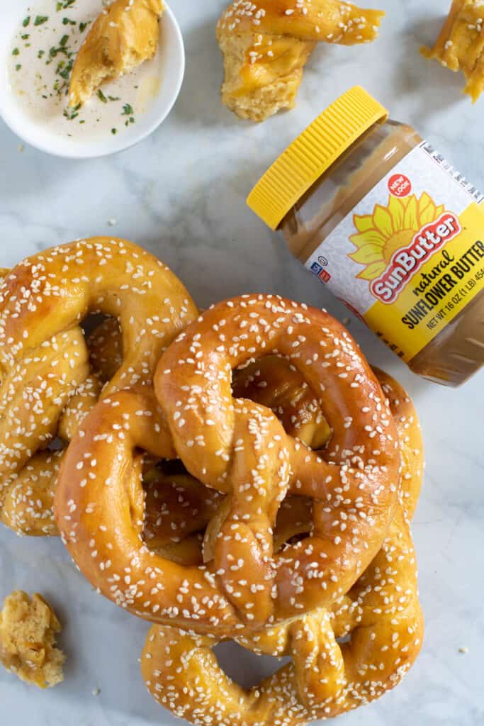 Homemade Pumpkin Sunflower Butter Soft Pretzels