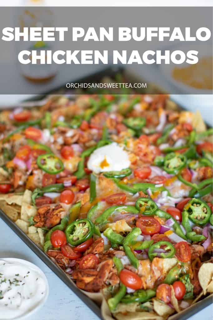 Sheet Pan Buffalo Chicken Nachos