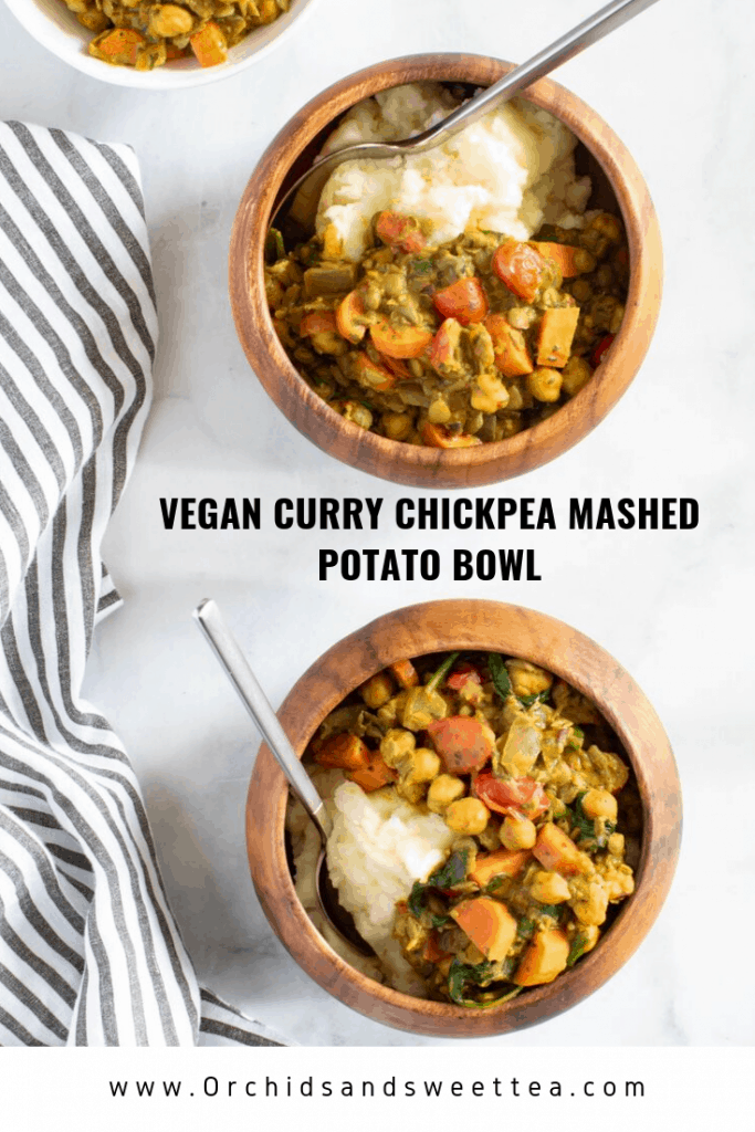 Vegan Curry Chickpea Mashed Potato Bowl