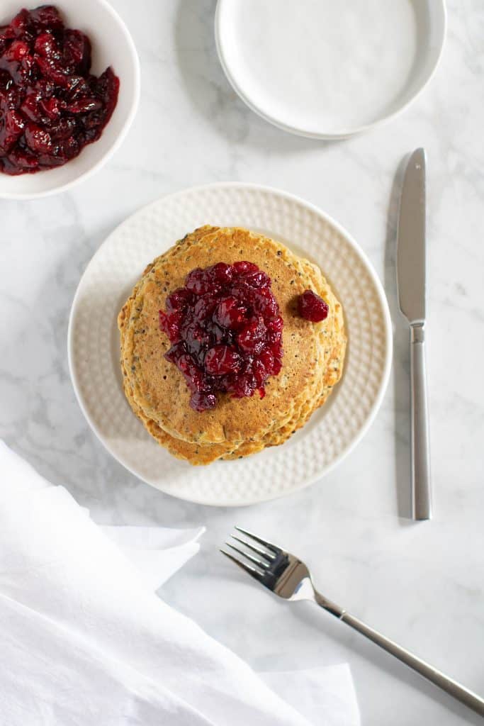 Fluffy Vegan Quinoa Pancakes + Cranberry