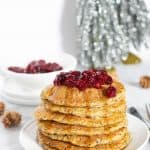 Vegan Quinoa Pancakes topped with Cranberries.