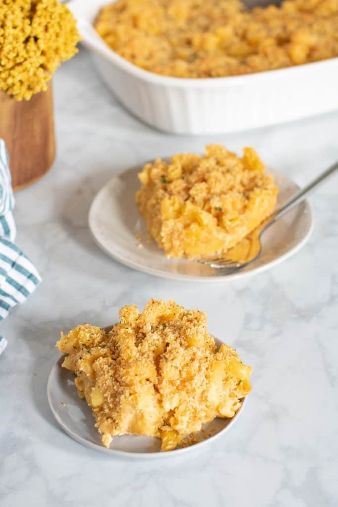 Baked Vegan Buffalo Mac + Cheese