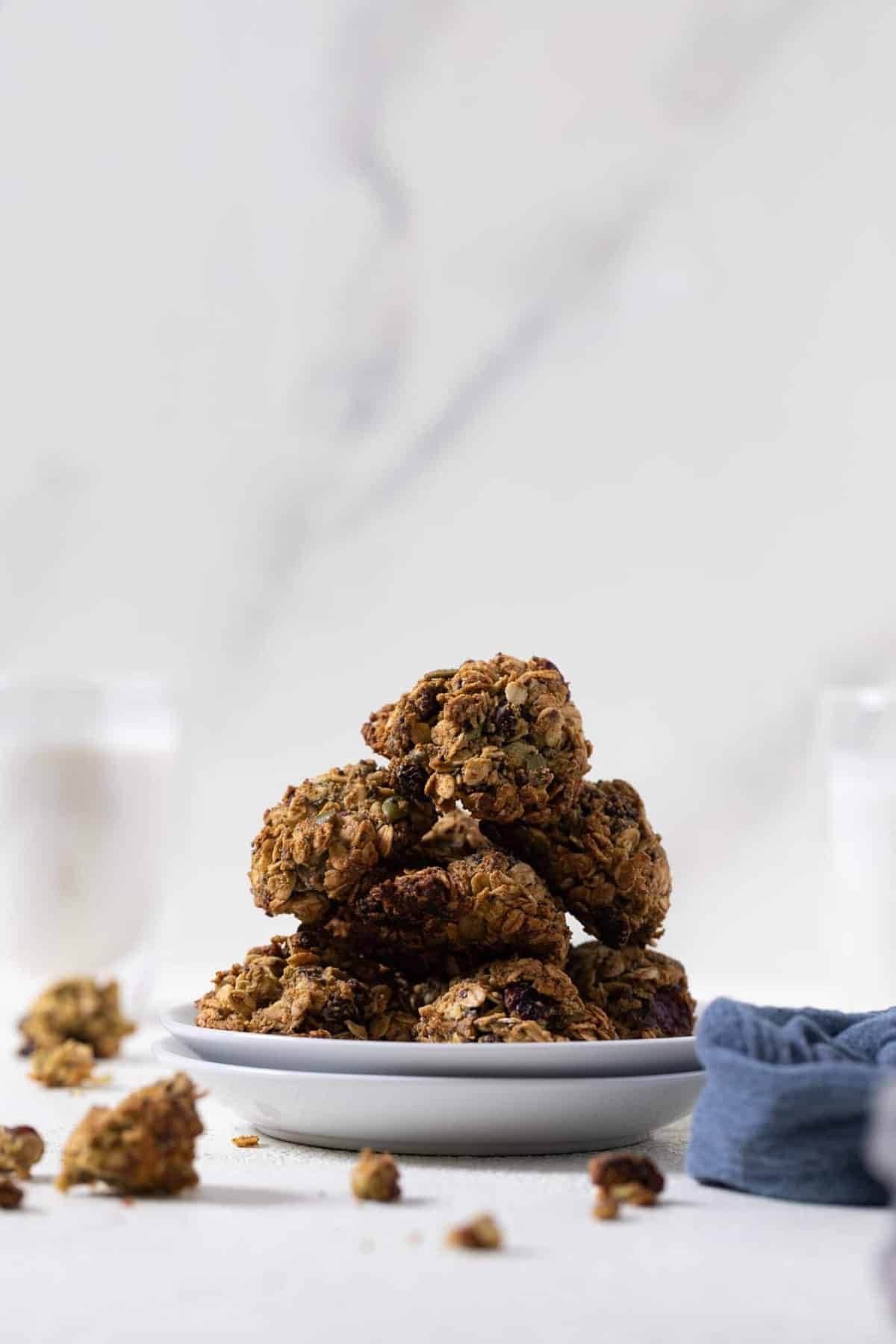 Vegan Superfood Breakfast Cookies piled on a plate.