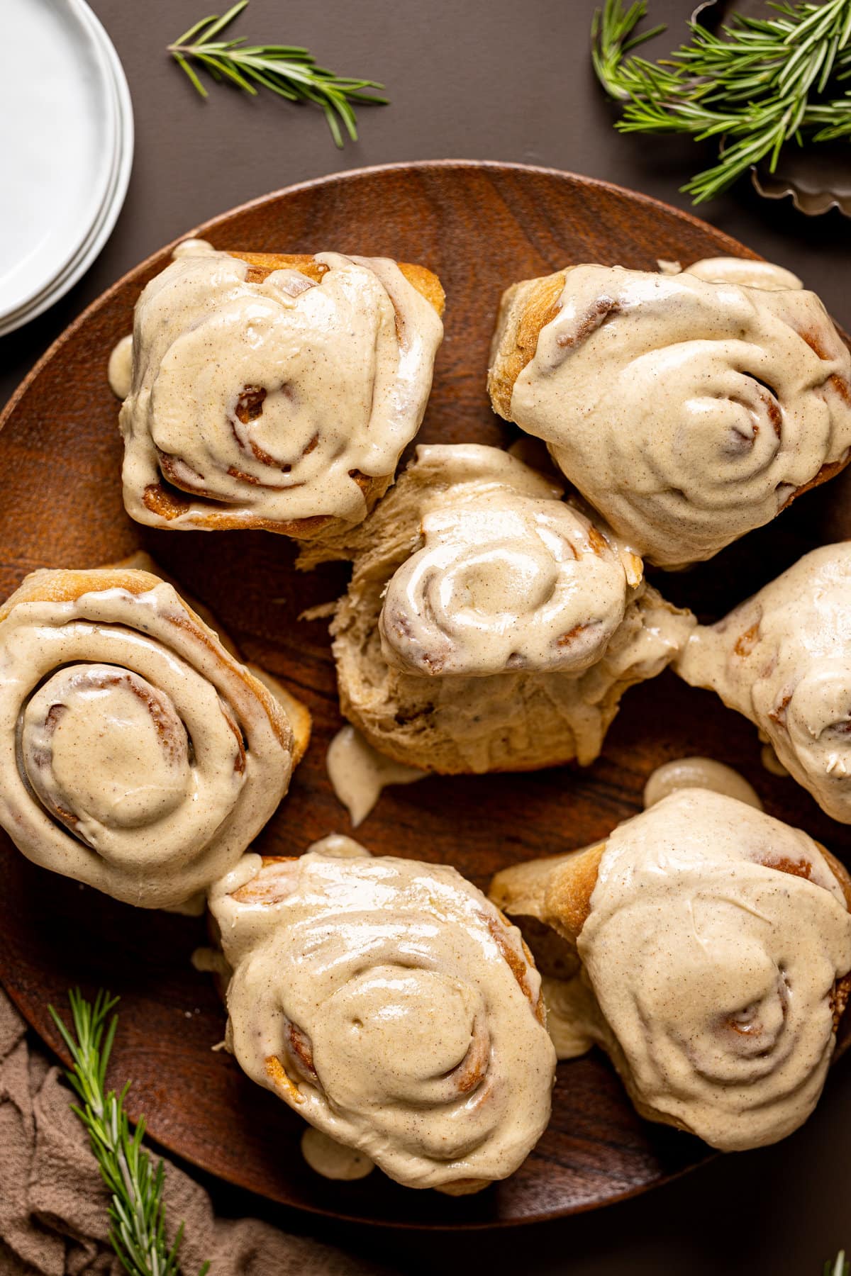 Overhead shot of Vegan Chai Latte Cinnamon Rolls