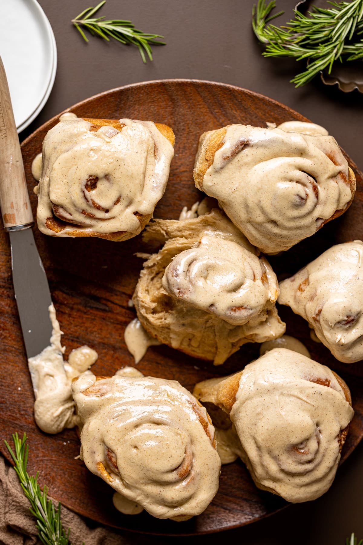 Overhead shot of Vegan Chai Latte Cinnamon Rolls