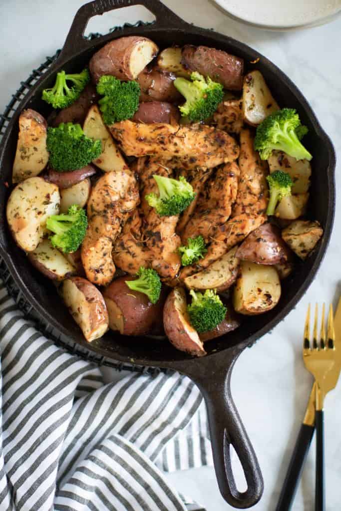 Skillet Maple Rosemary Chicken + Potatoes