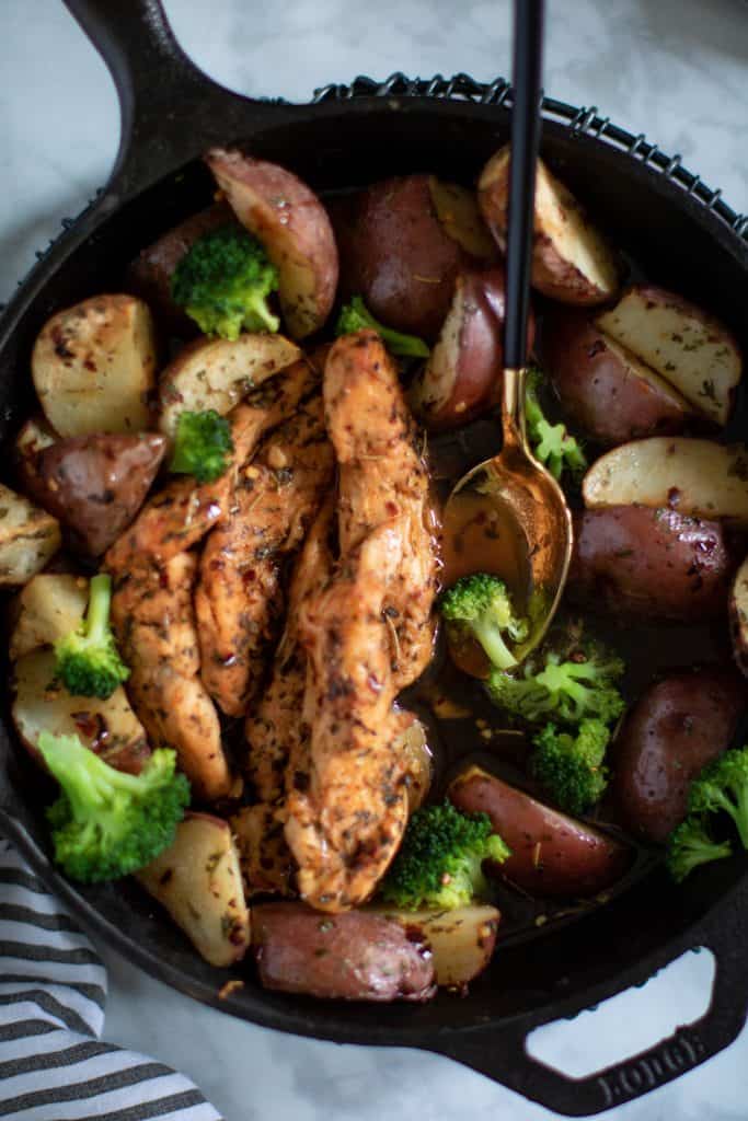 Skillet Maple Rosemary Chicken + Potatoes