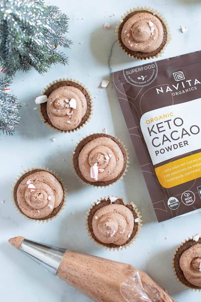 Best Keto Chocolate + Peppermint Cupcakes