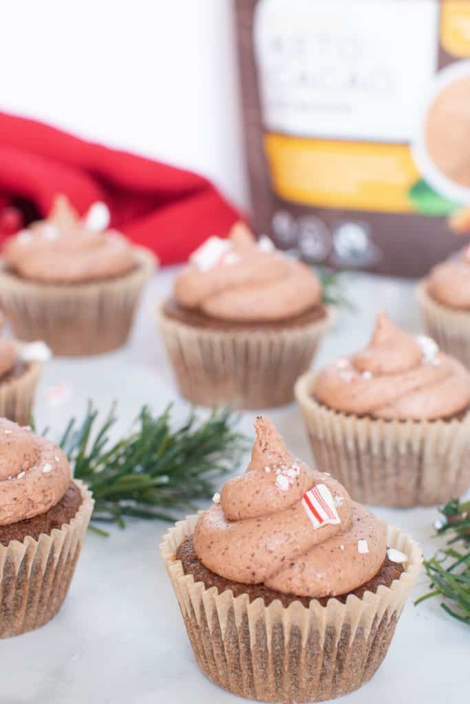 Best Keto Chocolate + Peppermint Cupcakes