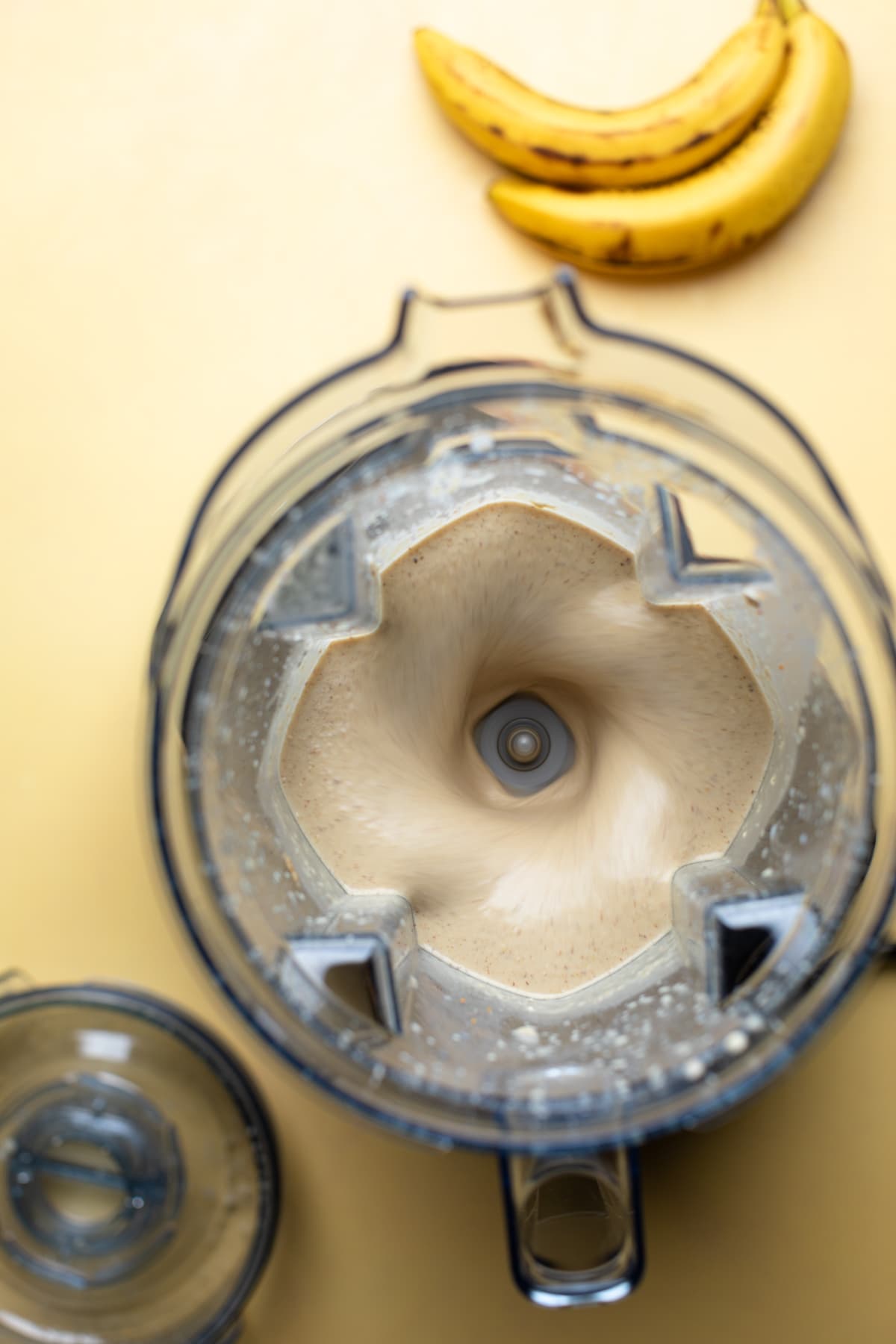 Peanut Butter Banana Oats Smoothie in a blender.