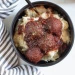 Cranberry Jerk Meatballs + Herbed Mashed Potatoes