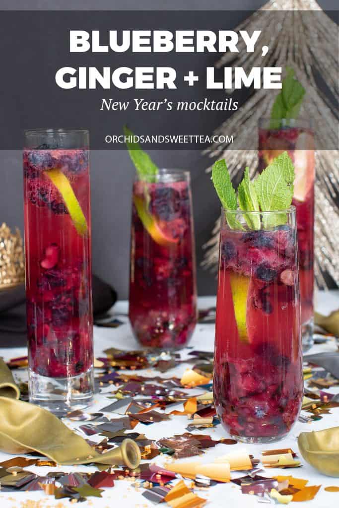 Blueberry Ginger Lime New Year's Mocktails