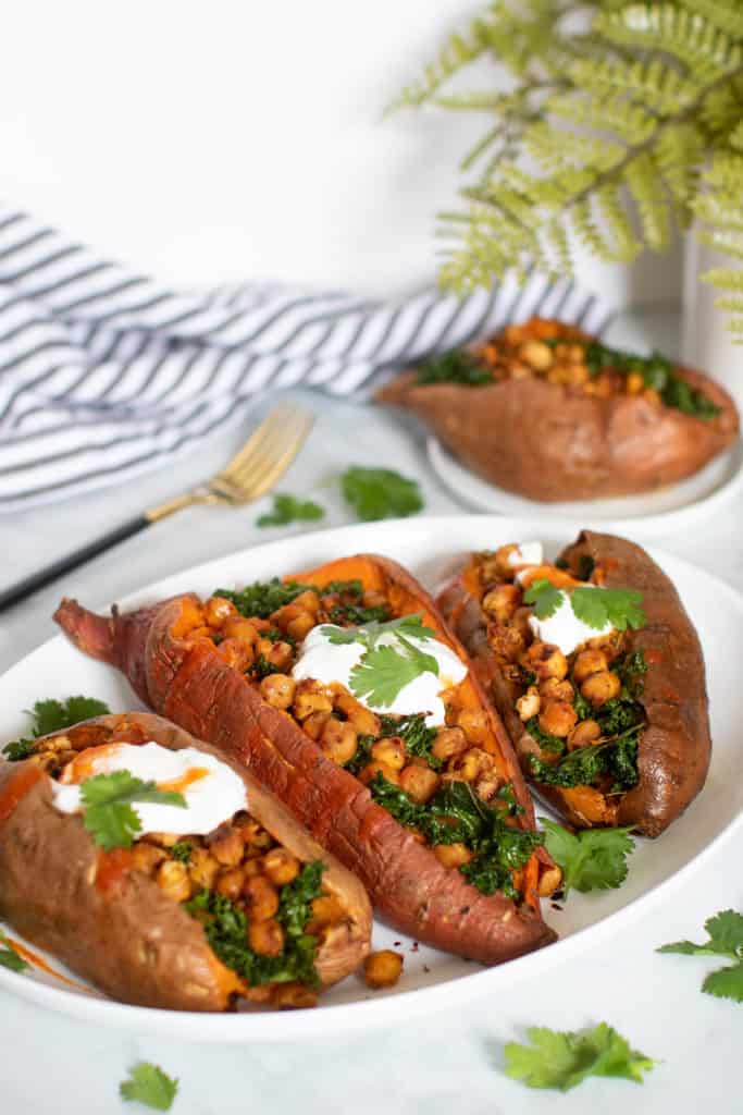 Healthy Vegan Stuffed Sweet Potatoes
