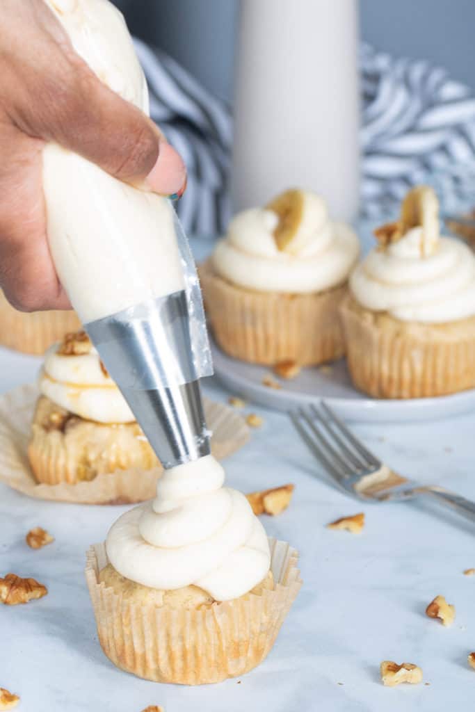 The Best Banana Cupcakes + Maple Buttercream