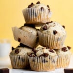 Pile of Chocolate Chip Chia Seed Energy Muffins