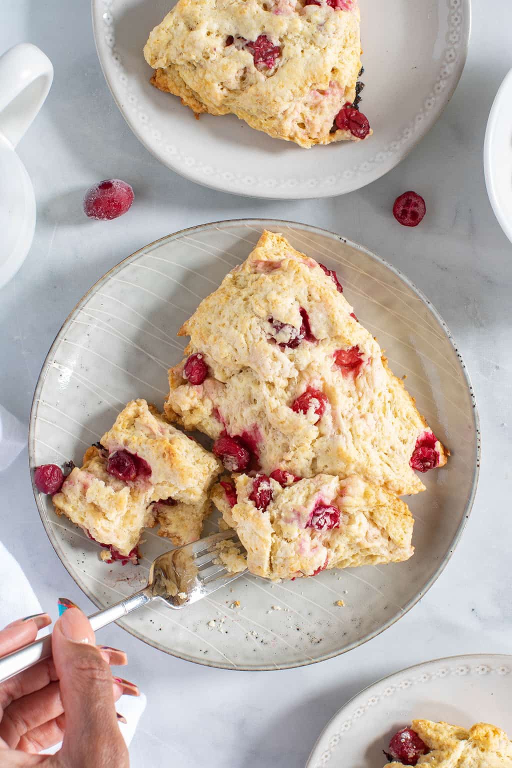 Fork grabbing some Cranberry Orange Breakfast Scone.