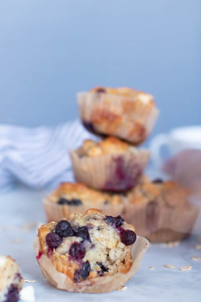 Healthy Blueberry Oatmeal White Chocolate Muffins