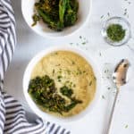 Creamy Vegan White Bean Soup + Sautéed Broccolini