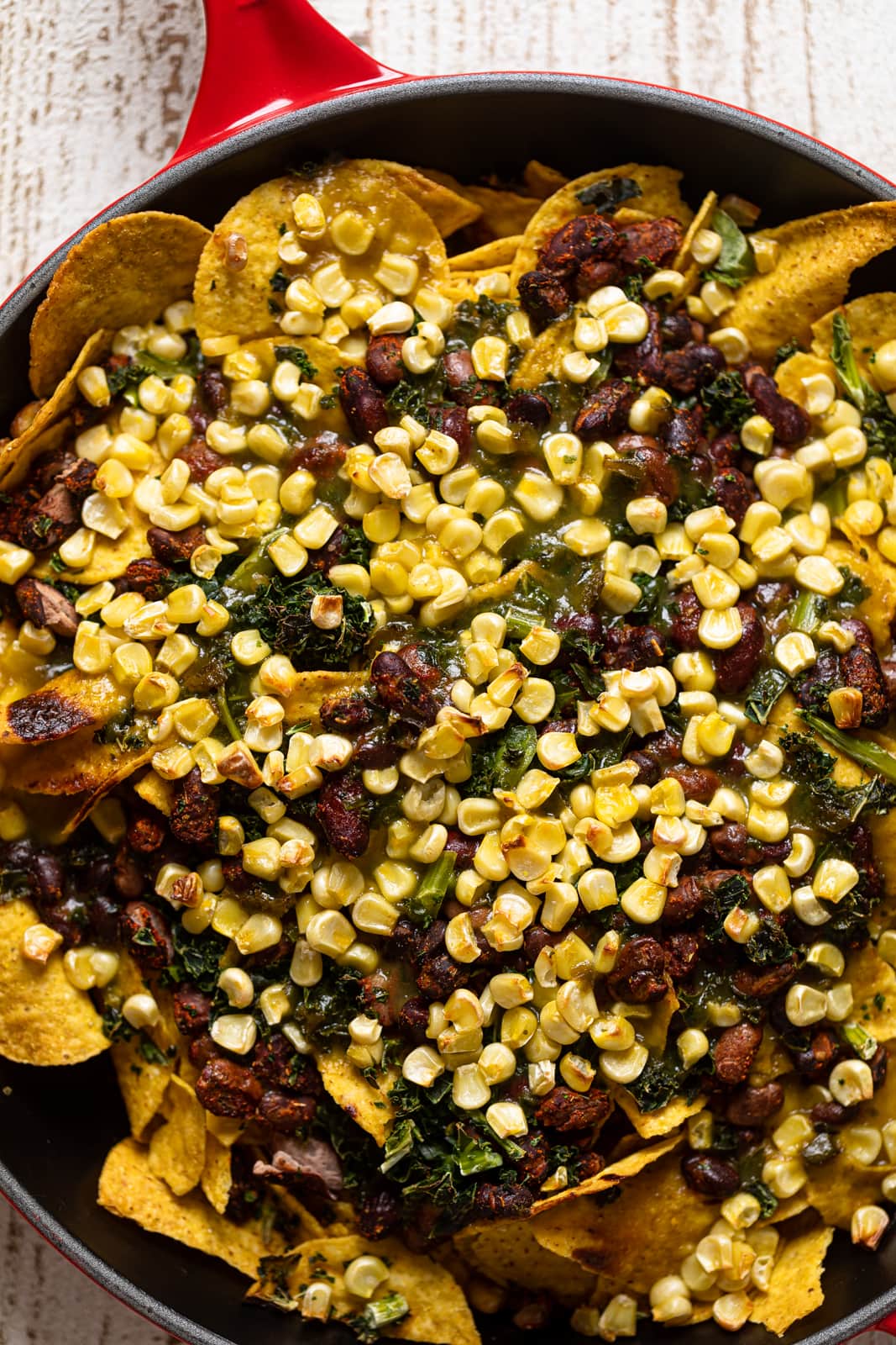 Overhead shot of Skillet Nachos