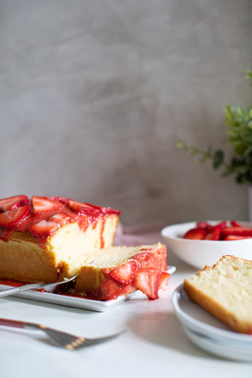 Cream Cheese Pound Cake + Strawberry Glaze