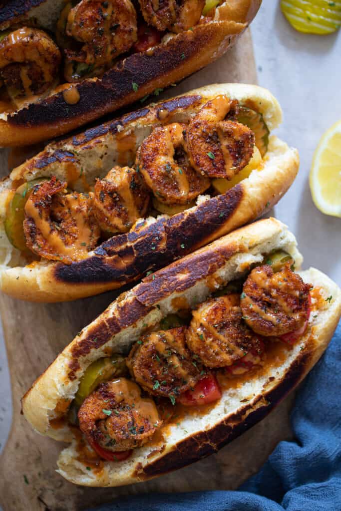 The Best Easy Blackened Shrimp Po' Boy