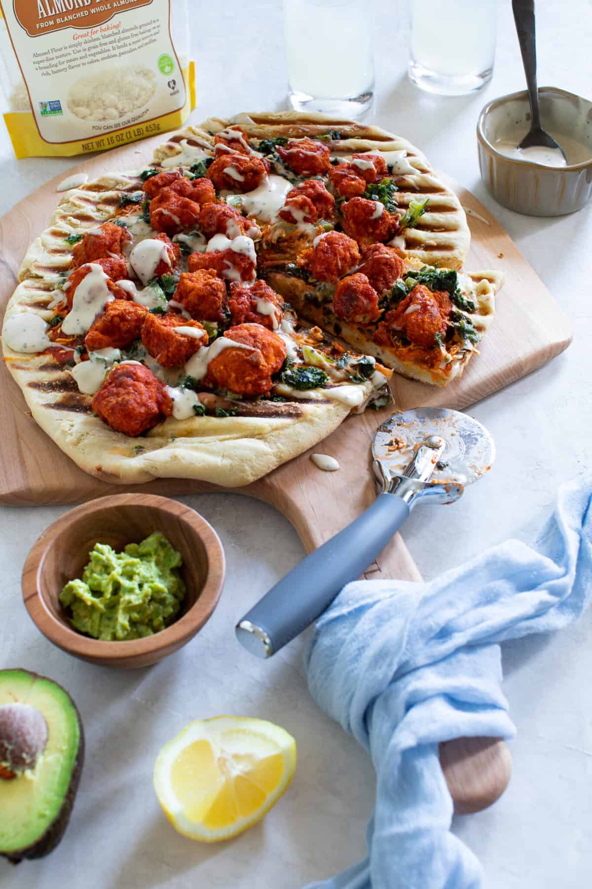 Buffalo Cauliflower Kale Grilled Pizza 