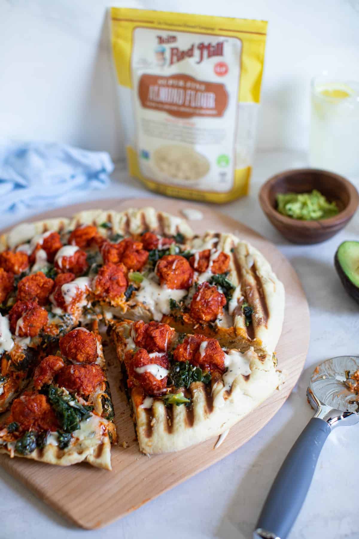 Buffalo Cauliflower Kale Grilled Pizza 