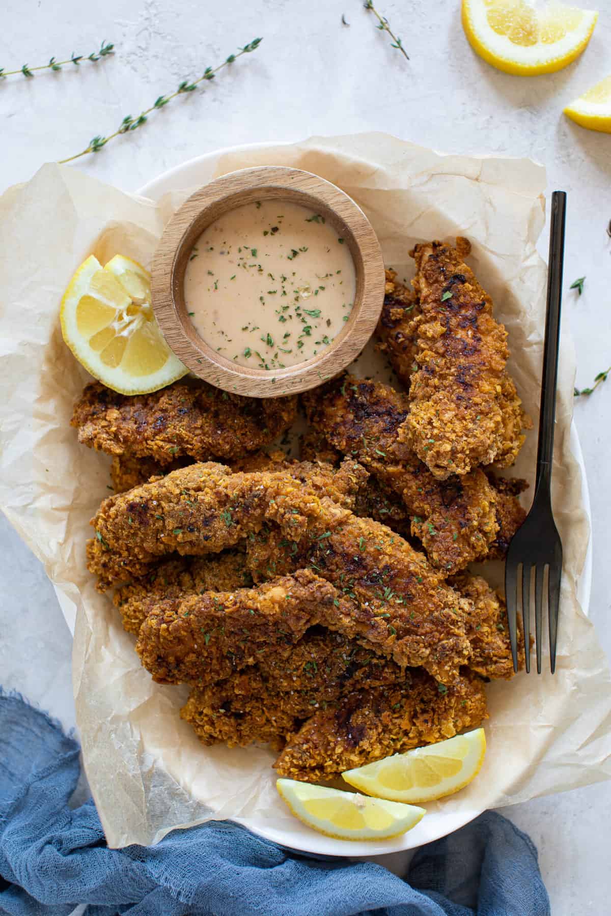 Platter of Baked Cajun Honey Dijon Chicken Tenders.