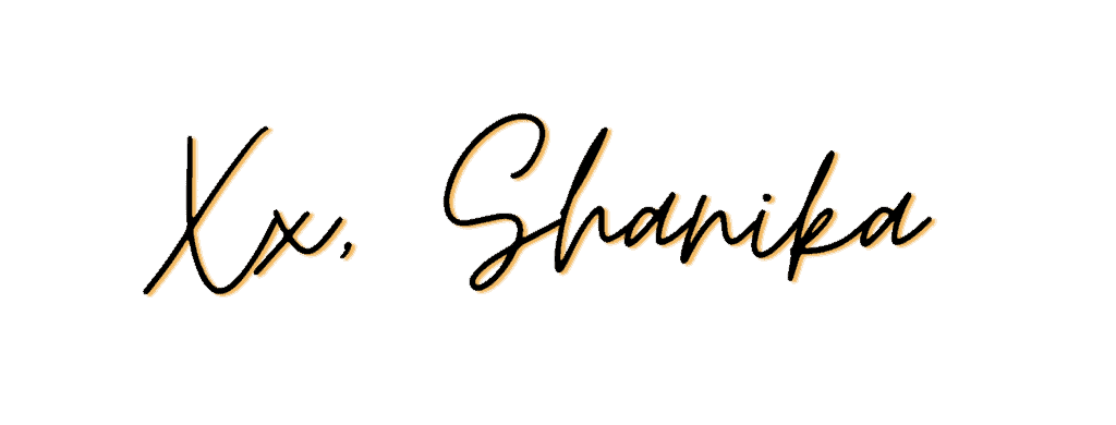 Signature of my name, Shanika in black/yellow font.