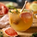 Glass of Honey Grapefruit Cucumber Thyme Tea