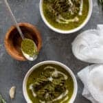 Creamy Garlic Broccoli Kale Rotini Soup