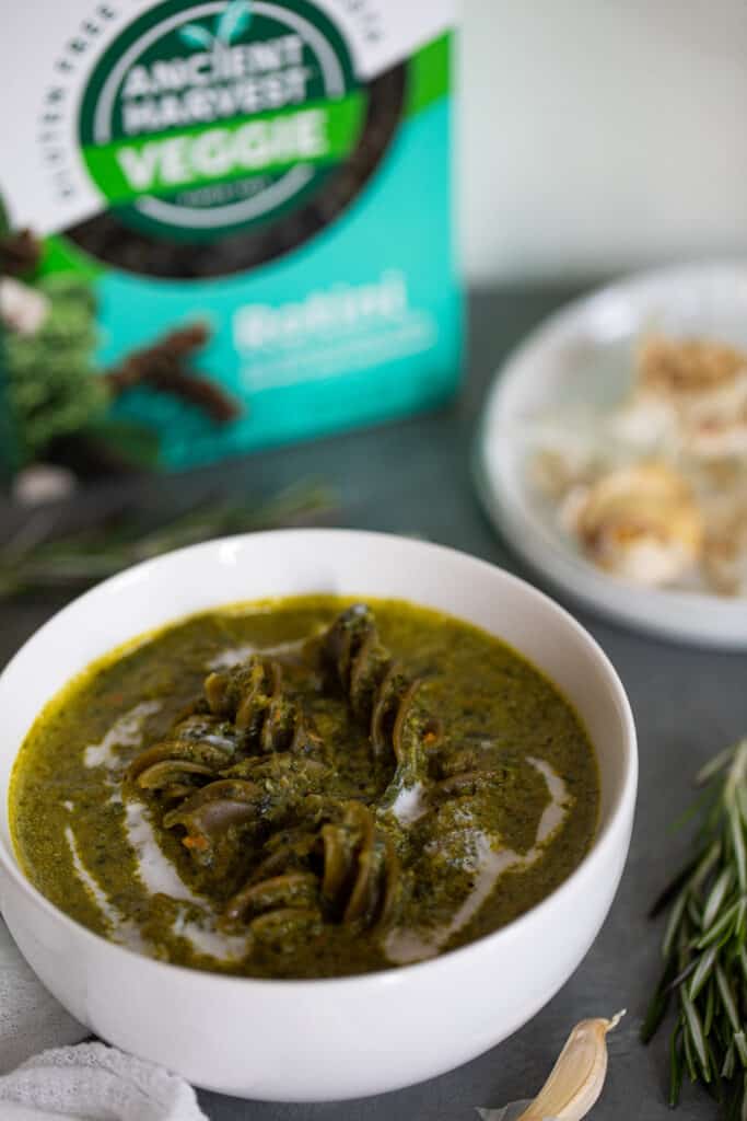 Creamy Garlic Broccoli Kale Rotini Soup