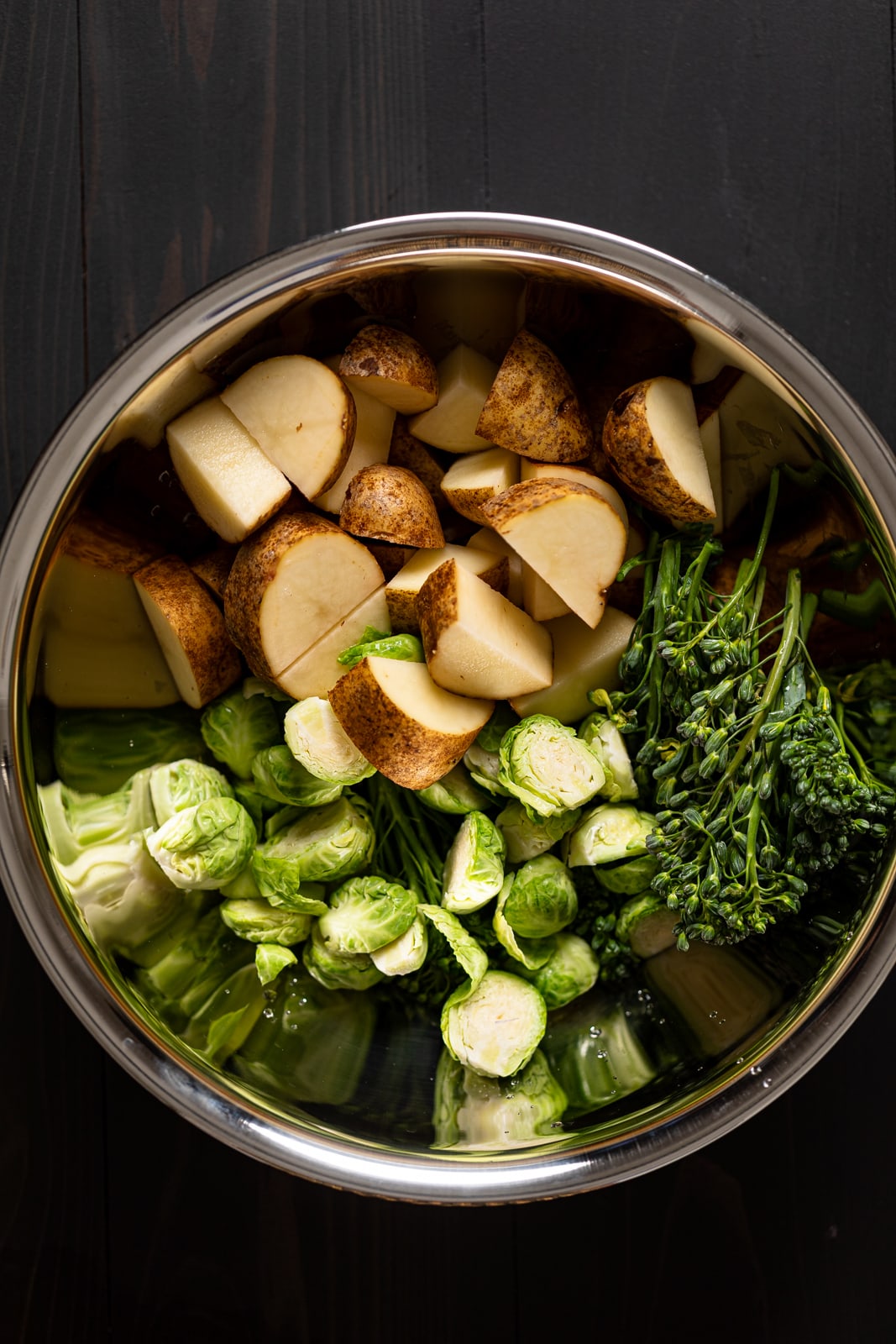 Bowl of chopped vegetables.