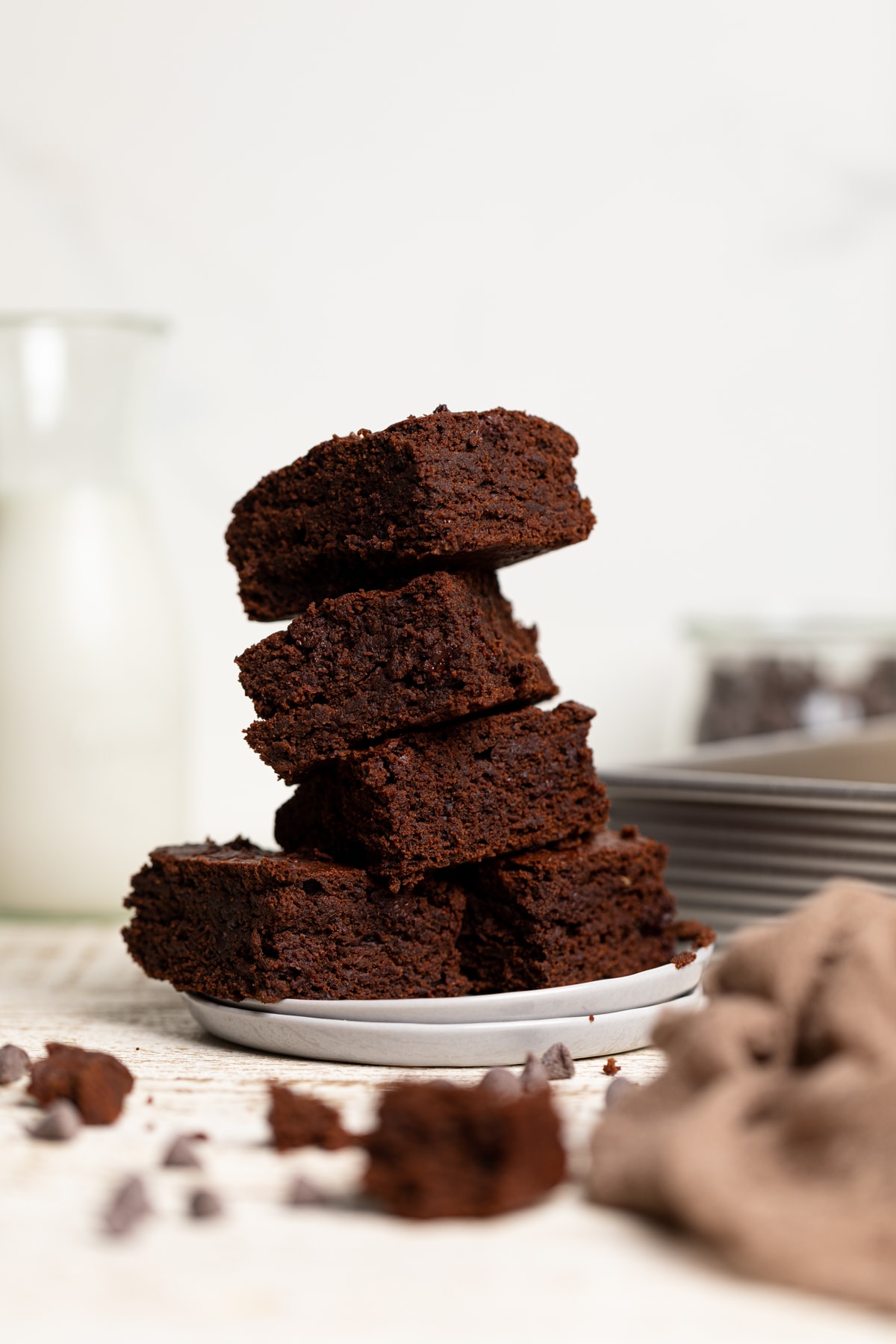 Stack of Extra Fudgy Vegan Brownies