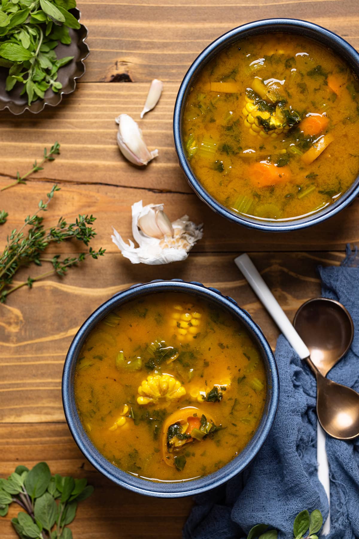 Two bowls of Sweet Potato Veggie Soup