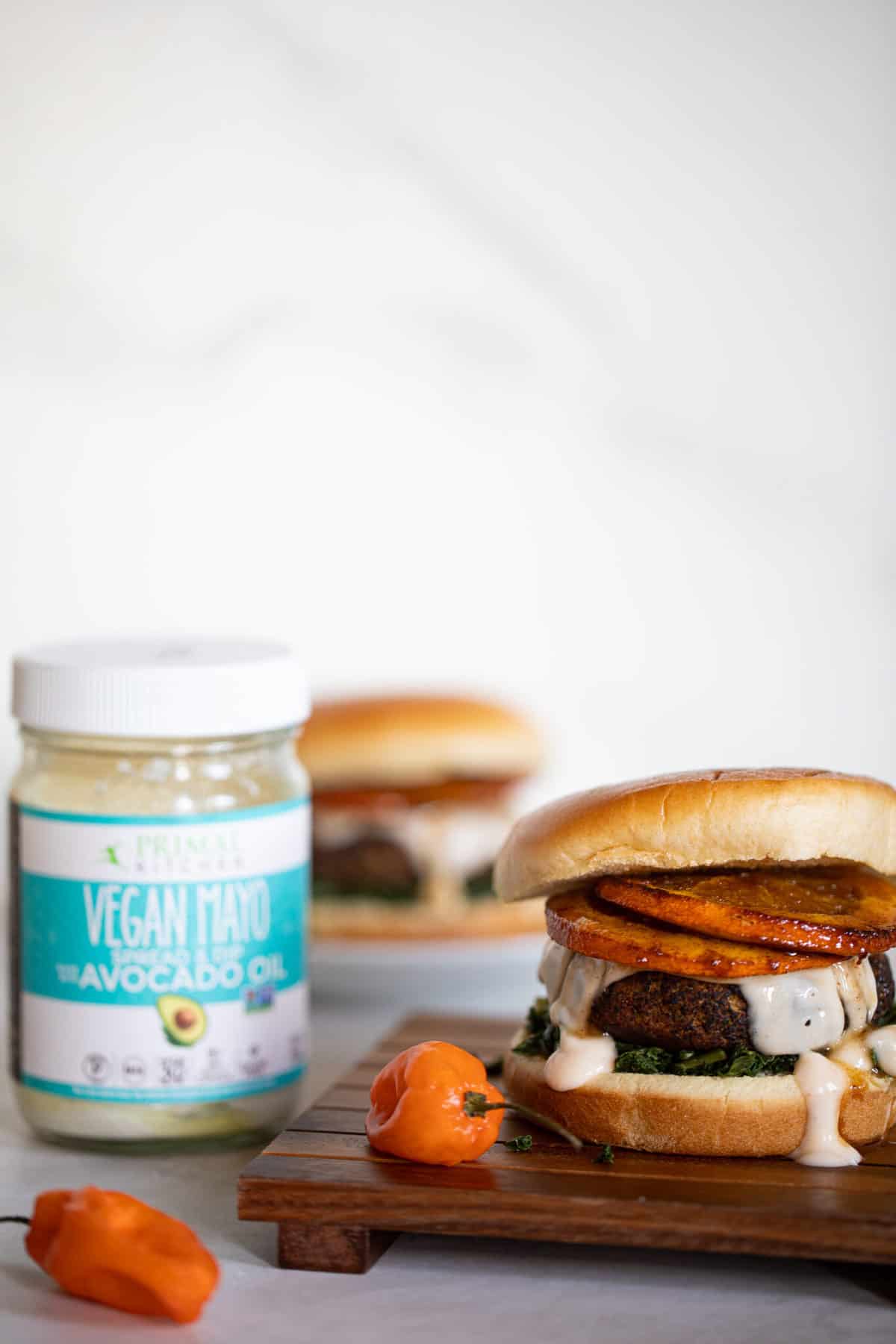 Baked Fall Harvest Black Bean Sweet Potato Burgers + Spicy Mayo
