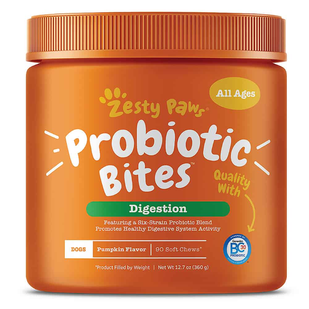 Jar of Zesty Paws Probiotic Bites.