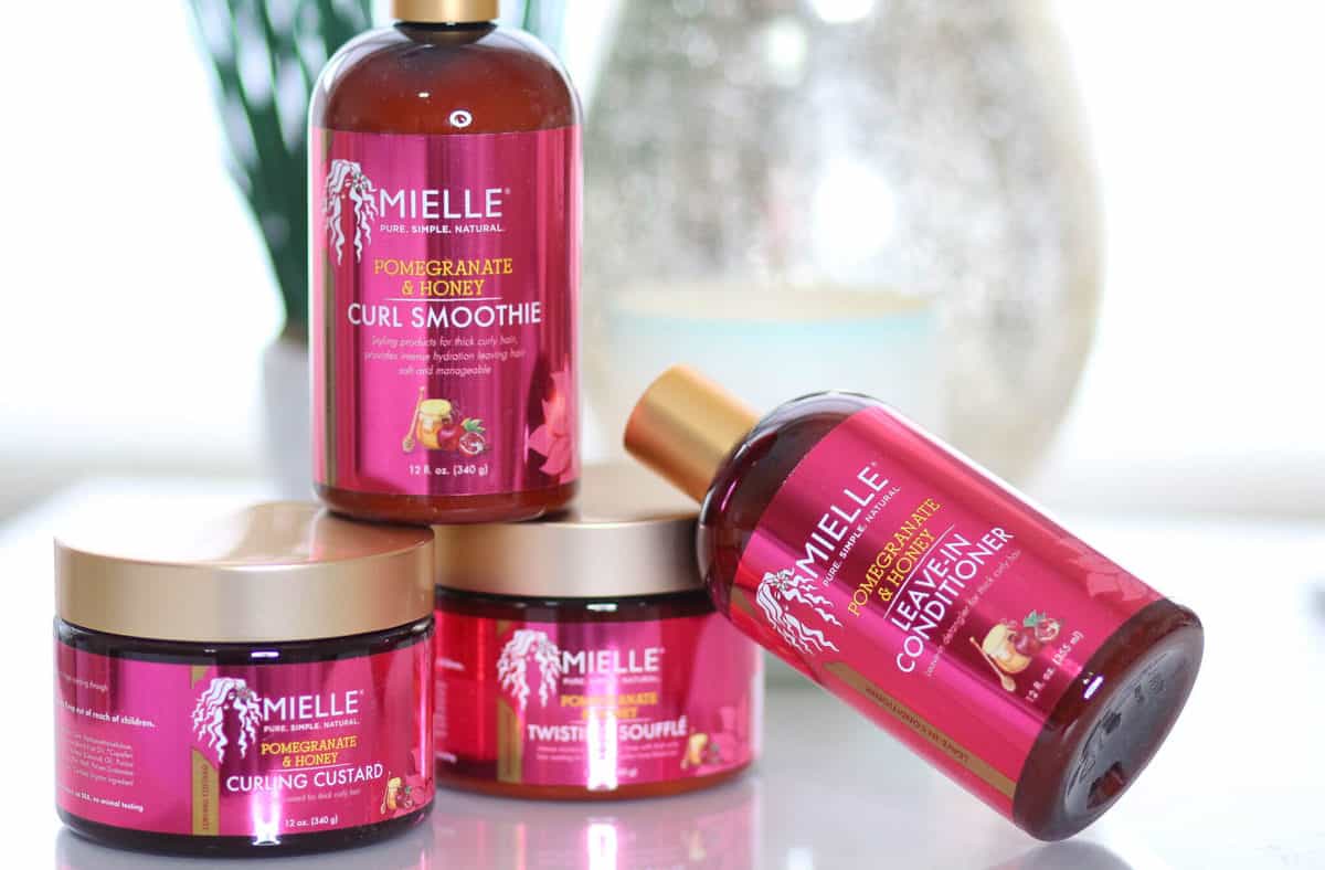 Mielle Organics hair products in Pomegranate & honey scent.