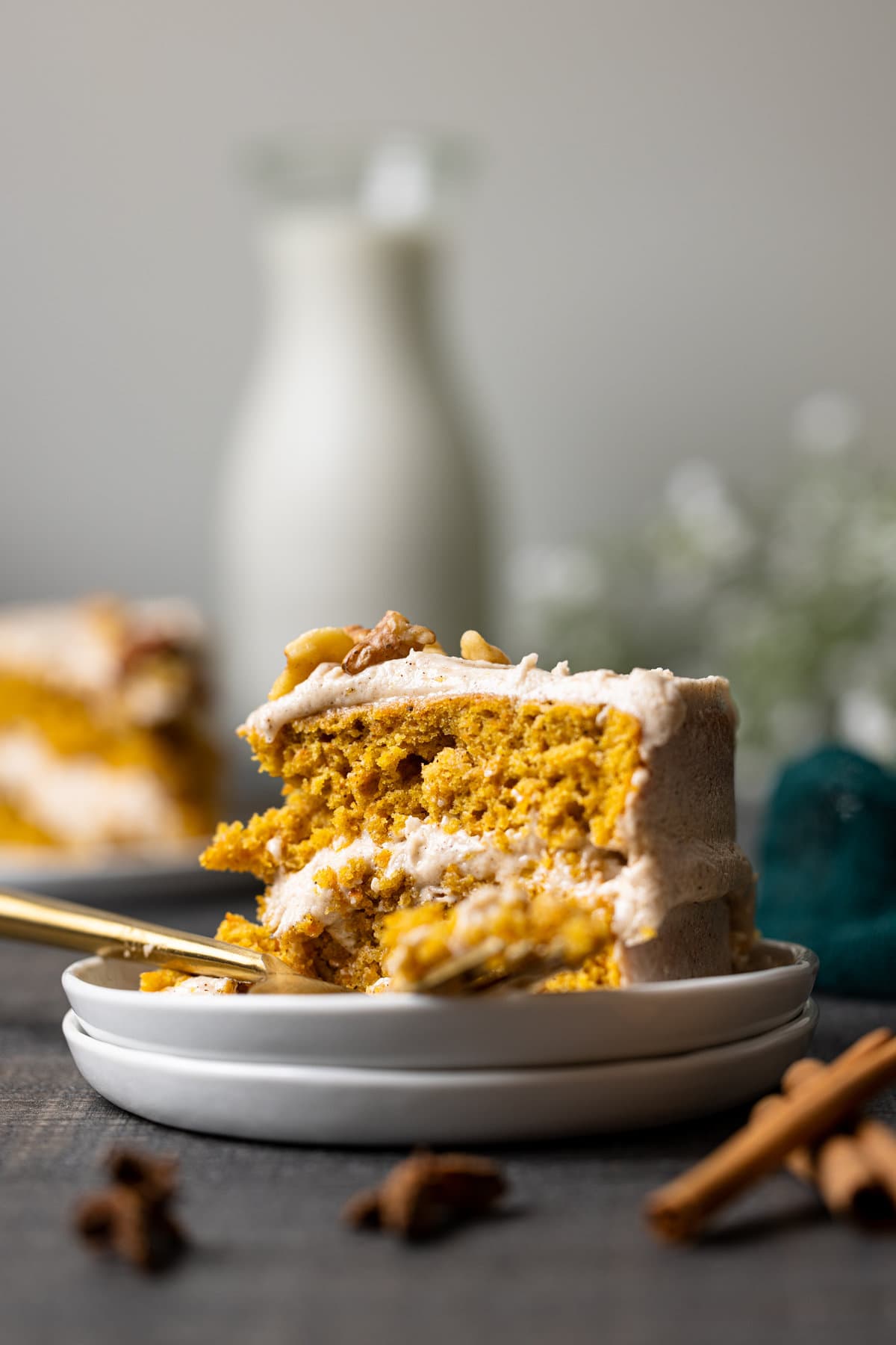 Slice of Carrot Cake with Chai Buttercream