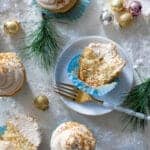 Eggnog Cupcake with Cream Cheese Frosting on a plate with a fork.