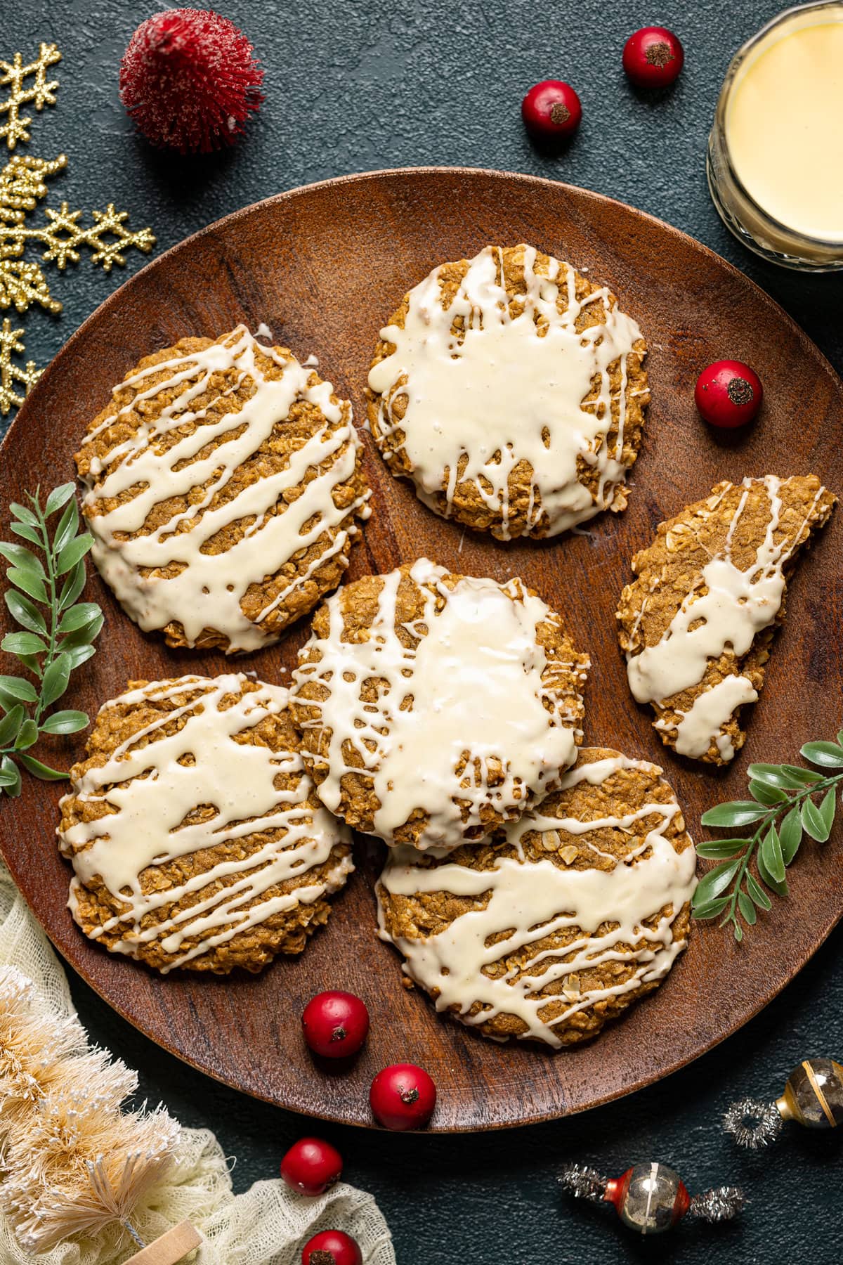 Plate of Gingerbread Oatmeal Cookies