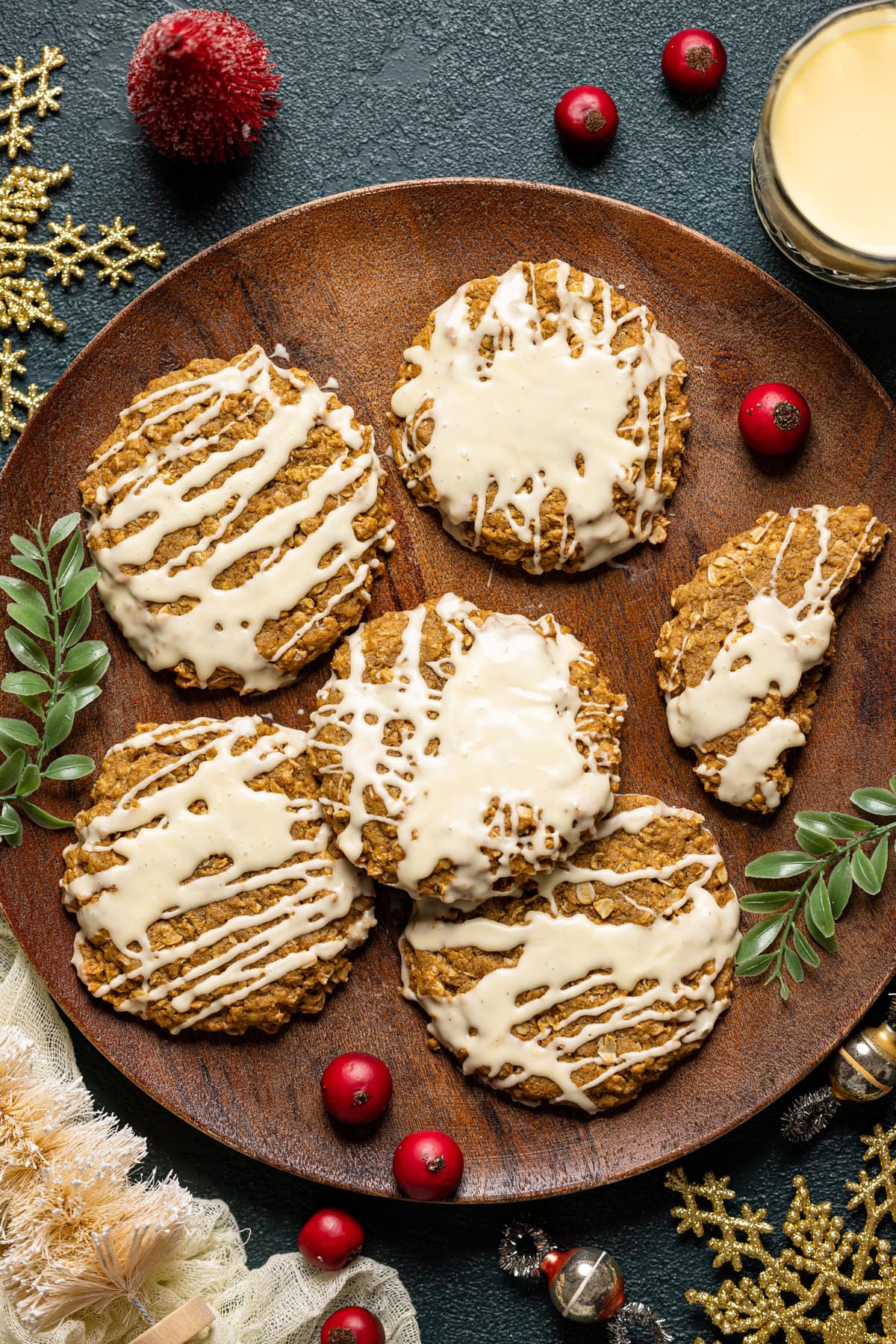 Plate of Gingerbread Oatmeal Cookies
