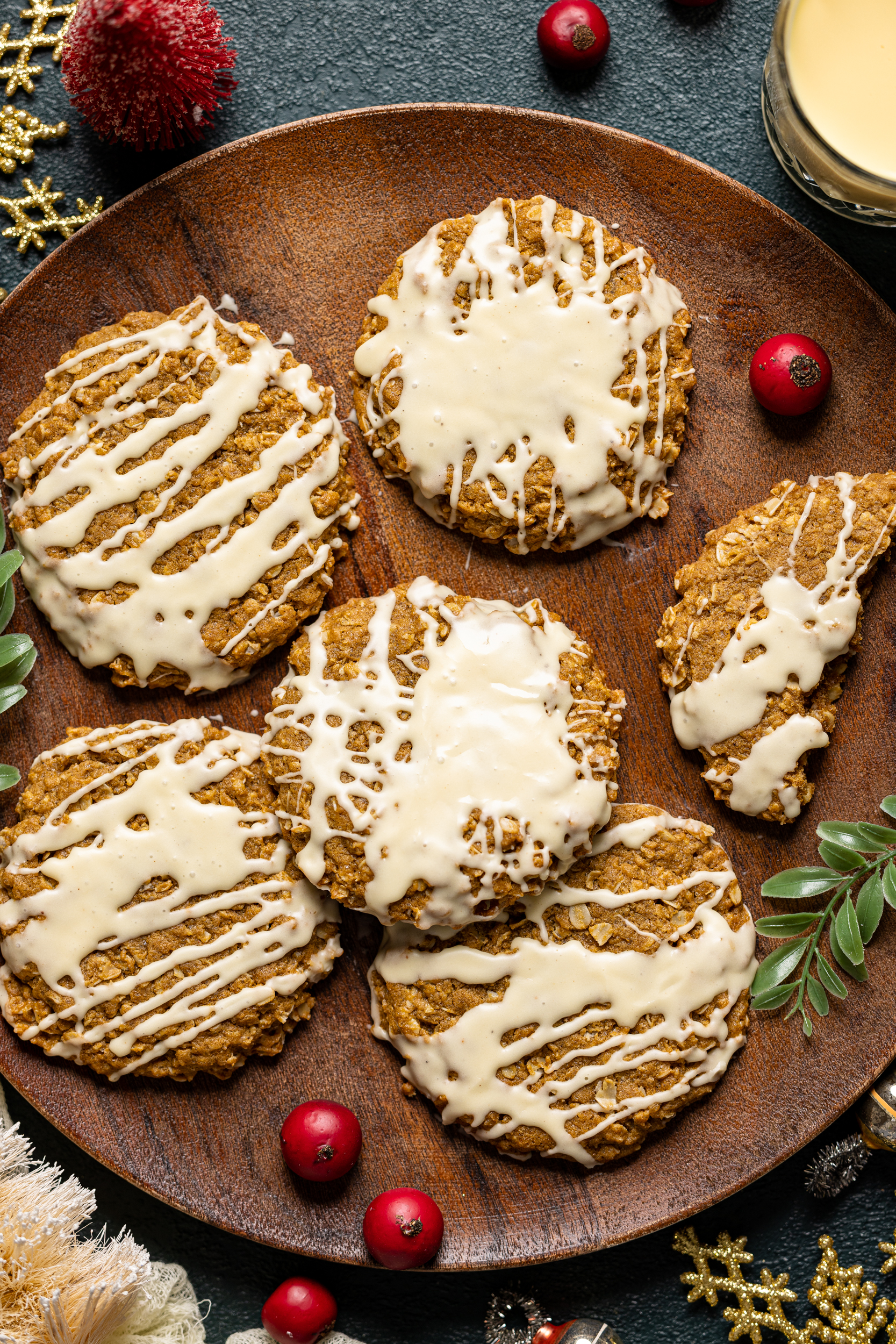Closeup of a plate of Gingerbread Oatmeal Cookies