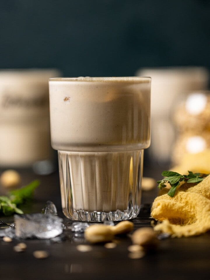 Glass filled with Jamaican Vegan Peanut Punch