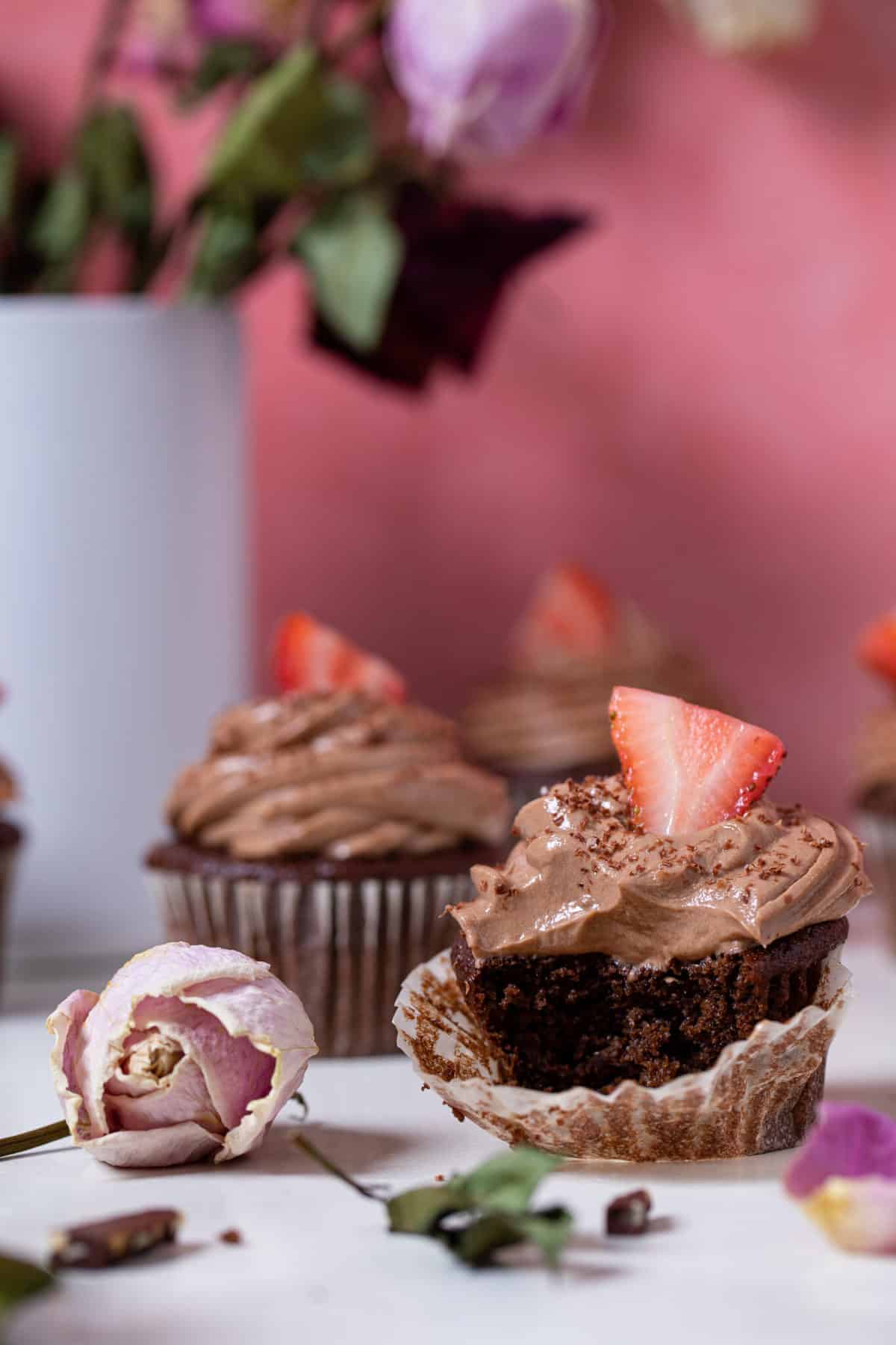 Bailey’s Chocolate Cupcake that missing a bite.